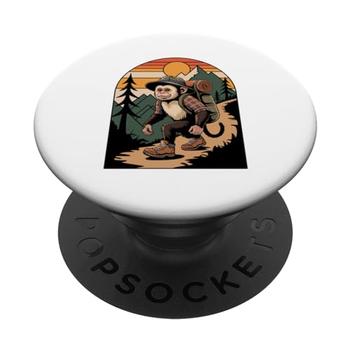 Kapuzineraffe Wandern Camping Lager Camper Rucksacktour PopSockets Klebender PopGrip von Camp Camping Camper Gifts