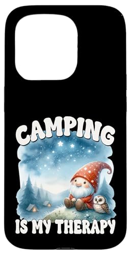 Hiking Gnome Graphic With Sayings Camping Is My Therapy Hülle für iPhone 15 Pro von Camper Accessories Camping Gifts For Gnome Lovers
