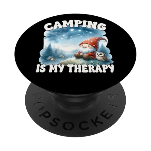 Hiking Gnome Graphic With Sayings Camping Is My Therapy PopSockets Klebender PopGrip Hiking Gnome Graphic With Sayings Camping Is My Therapy PopSockets Klebender PopGrip von Camper Accessories Camping Gifts For Gnome Lovers
