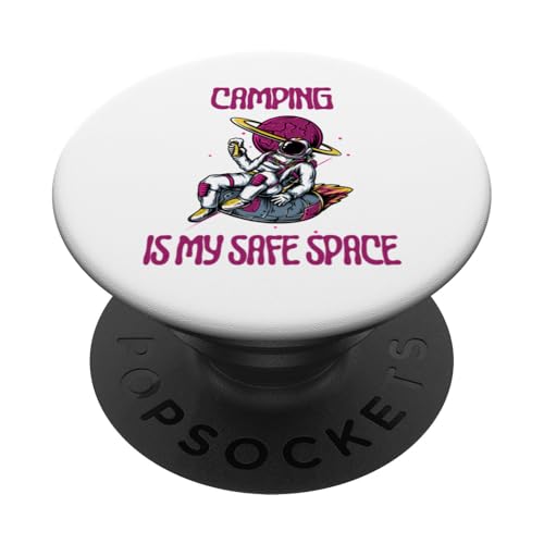 Camping ist mein sicherer Ort, Astronaut PopSockets Klebender PopGrip von Camping Stuff
