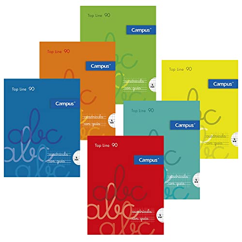 Campus - Notizbücher A5+ Leitfaden 4 x 4 mm, Grunddeckel, 48 Blatt, 6 Blöcke, perfekt für Schule, Schreiben und Zuhause, verschiedene Farben (6 Stück) von Campus