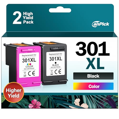 CanPick 301 XL Druckerpatronen Multipack Ersatz für HP 301 Druckerpatronen Schwarz und Farbe 301XL für HP Envy 4500 4504 5530 4502 5532 Deskjet 2540 2549 2050 2544 1050 Officejet 2620 2622 4630,2-Pack von CanPick