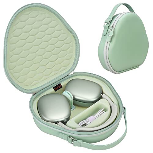 Canboc Airpods Max Fall für Apple AirPods Max Kopfhörer, Hard Carrying Smart Kopfhörer Case, Extra Platz passt Kabel, Ladegerät, Upgrade-Grün (PU) von Canboc