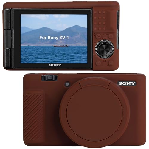 Canboc Schutzhülle für Sony ZV-1 Digitalkamera, ZV1, weiche Silikonhülle mit abnehmbarer Objektivabdeckung, Braun (nur Hülle) von Canboc