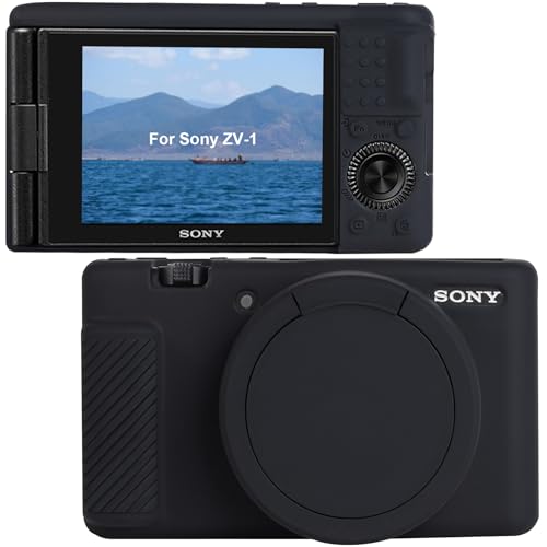 Canboc Schutzhülle für Sony ZV-1 Digitalkamera, ZV1, weiche Silikonhülle mit abnehmbarer Objektivabdeckung, Schwarz (nur Hülle) von Canboc
