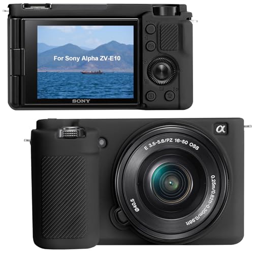 Canboc Silikonhülle für Sony Alpha ZV-E10 Digitalkamera, ZVE10 Schutzhülle aus weichem Silikon, Schwarz (nur Hülle) von Canboc