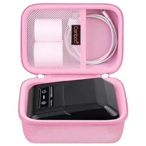 Canboc Tragetasche, kompatibel mit SUPVAN T50M Pro Bluetooth-Etikettendrucker, tragbare Mini-Thermo-Etikettierer-Aufbewahrungstasche für Druckeretiketten, Kabel, Rosa (nur Hülle) von Canboc