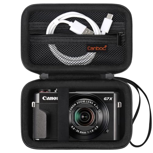 Canboc Tragetasche für Canon PowerShot G7 X Mark II/G7 X Mark III/G5 X Mark II.G7X Digitalkamera, Point and Shoot Vlogging Kameratasche, Reißverschluss Mesh Tasche passt USB Kabel, Batterien, Schwarz Canboc Tragetasche für Canon PowerShot G7 X Mark II/G7 X Mark III/G5 X Mark II.G7X Digitalkamera, Point and Shoot Vlogging Kameratasche, Reißverschluss Mesh Tasche passt USB Kabel, Batterien, Schwarz von Canboc