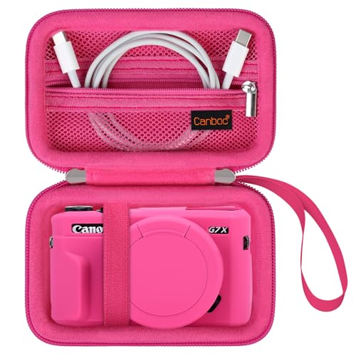 Canboc Tragetasche für Canon PowerShot G7 X Mark II/G7 X Mark III/G5 X Mark II.G7X Digitalkamera, Point and Shoot Vlogging Kameratasche, Reißverschluss Mesh Tasche passt USB Kabel, Batterien, Rosenrot Canboc Tragetasche für Canon PowerShot G7 X Mark II/G7 X Mark III/G5 X Mark II.G7X Digitalkamera, Point and Shoot Vlogging Kameratasche, Reißverschluss Mesh Tasche passt USB Kabel, Batterien, Rosenrot von Canboc