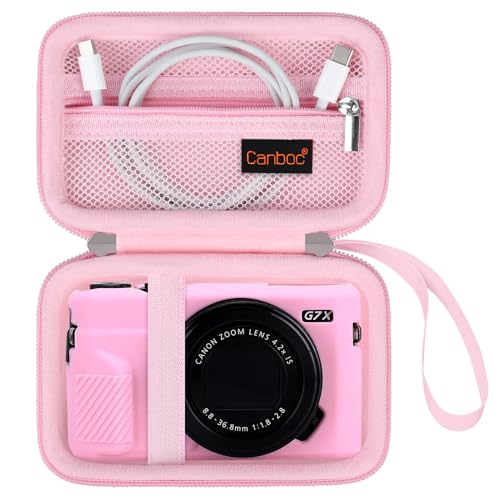 Canboc Tragetasche für Canon PowerShot G7 X Mark II/G7 X Mark III/G5 X Mark II.G7X Digitalkamera, Point and Shoot Vlogging Kameratasche, Reißverschluss Mesh Tasche passt USB Kabel, Batterien, Rosa Canboc Tragetasche für Canon PowerShot G7 X Mark II/G7 X Mark III/G5 X Mark II.G7X Digitalkamera, Point and Shoot Vlogging Kameratasche, Reißverschluss Mesh Tasche passt USB Kabel, Batterien, Rosa von Canboc