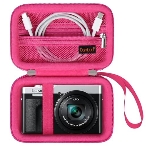 Canboc Tragetasche für Panasonic LUMIX DC-TZ99E/LX10/ZS80/ZS100/ZS70/ZS200/ZS60 4K Digitalkamera, Point and Shoot Kameratasche, Reißverschluss Mesh Tasche passt USB Kabel, Batterien, Rosered Canboc Tragetasche für Panasonic LUMIX DC-TZ99E/LX10/ZS80/ZS100/ZS70/ZS200/ZS60 4K Digitalkamera, Point and Shoot Kameratasche, Reißverschluss Mesh Tasche passt USB Kabel, Batterien, Rosered von Canboc