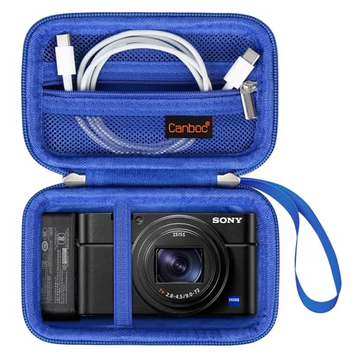 Canboc Tragetasche für Sony RX100 VII/RX100 VI/RX100 V/RX100 IV/RX100 III Kompakte Digitalkamera, Point and Shoot Vlogging Kameratasche, Reißverschluss Mesh Tasche passt USB Kabel, Batterien, blau von Canboc