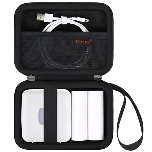 Canboc Tragetasche kompatibel mit vretti TP6 Tragbarem Thermodrucker, Bluetooth Mini Pocket Printer Box für Thermopapier, USB-Kabel, Schwarz (nur Hülle) von Canboc