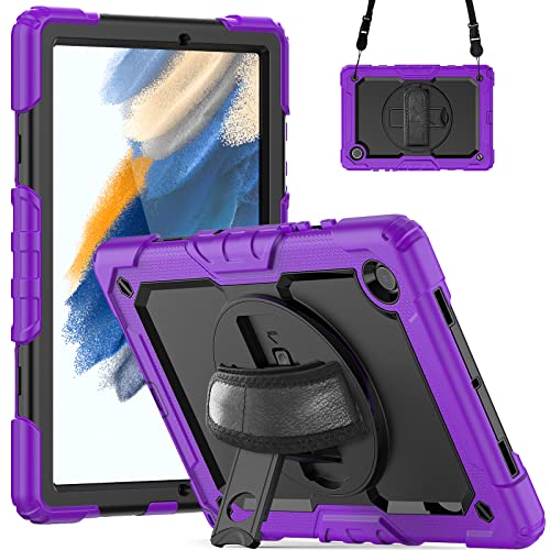 Schutzhülle für Samsung Galaxy Tab A 8.4 SM-T307/T307U/T307 2020, schmal, strapazierfähig, stoßfest, mit 360 Grad drehbarem Ständergriff/Schultergurt für Galaxy Tab A 8.4 Tablet-Hülle (Violett) von Cancan