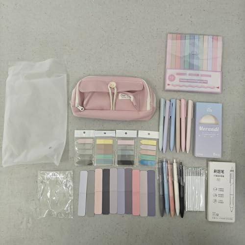 Candcamp Ästhetisches Schreibwaren-Set mit Textmarkern, schnell trocknenden Stiften, Haftnotizen, magnetischen Lesezeichen, Federmäppchen und Nachfüllungen, Schulbedarf für Studenten, Journaling, Büro von Candcamp