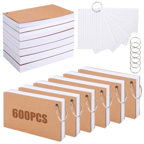 Karteikarten, 600 Stück, weiß, liniert, mit Ringringen, blanko, Karteikarten für Büro, Schule, Zuhause, Studium Karteikarten, 600 Stück, weiß, liniert, mit Ringringen, blanko, Karteikarten für Büro, Schule, Zuhause, Studium von Candcamp