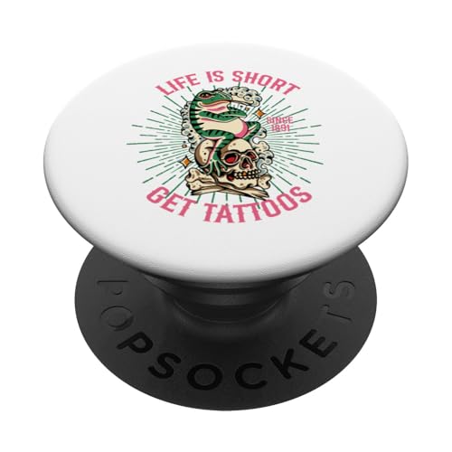 Life is Short Get Tattoos, Frosch PopSockets Klebender PopGrip Life is Short Get Tattoos, Frosch PopSockets Klebender PopGrip von Candis Raechelle Designs