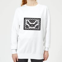 Black Cut Heart Pattern Flower Women's Sweatshirt - White - 5XL von Candlelight