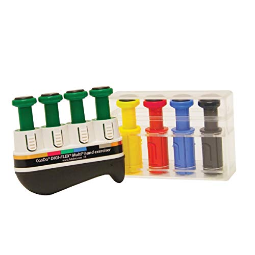 CanDo Handtrainer, Fingertrainer Digi-Flex® - 1 Basisgerät, 8 Knöpfe (4 - medium, 1 - sehr leicht, 1 - leicht, 1 - schwer, 1 - sehr schwer) von Cando