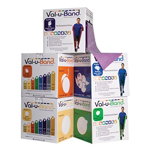 CanDo Trainingsband SET / Gymnastikband, Länge 45 m, Val-u-Band® - 5er SET (sehr sehr leicht - schwer) von Cando