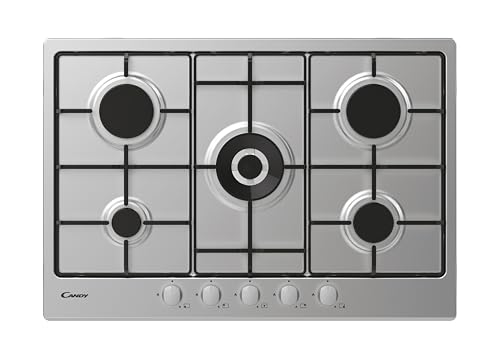 Candy CDOY7W4X Einbau-Gaskochfeld mit 5 Brennern à 75 cm, Wokbrenner, emaillierte Grillroste, Sicherheitsventil, LPG und Methan, 75 x 51 x 60 cm, Edelstahl Candy CDOY7W4X Einbau-Gaskochfeld mit 5 Brennern à 75 cm, Wokbrenner, emaillierte Grillroste, Sicherheitsventil, LPG und Methan, 75 x 51 x 60 cm, Edelstahl von Candy