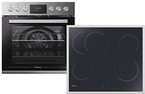 Candy Herdset ORANGELine PCHT14CXCUTCEX / Heißluft-Backofen (Nische 60 cm) & Hi-Light Kochfeld (Breite 60 cm) / 8 Programme / 4 Kochzonen inkl. Zweikreis- & Bräterzone/Edelstahl, Digital Display von Candy
