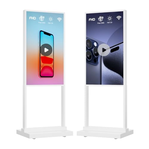 109,2 cm (43 Zoll) digitaler LCD-Ständer, vertikale Werbe-Menütafel, Metallrahmen (weiß, 109,2 cm doppelseitig) von Canlarriz