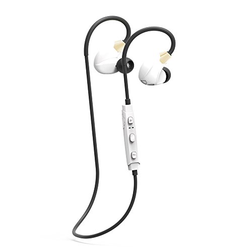 Cannice SC1413 Y4 Bluetooth Kopfhörer In Ear | Kabellose 4.1 Sport Kopfhörer Stereo mit Ohrbügel | 10m Reichweite, Ultra leicht, wasserabweisend, weiß/Gold von Cannice