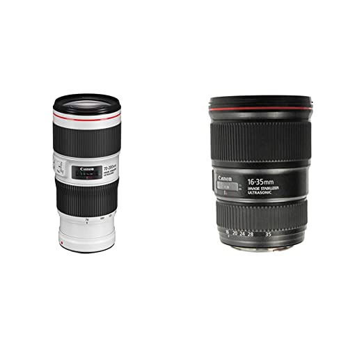 CANON Objectif EF 70-200mm f/4 L is USM II & 9518B005AA Zoomobjektiv EF 16-35mm F4L is USM Ultraweitwinkel für EOS (77mm Filtergewinde, Bildstabilisator), schwarz von Canon