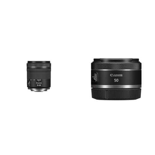 CANON Objektiv RF 15-30mm F4.5-6.3 is STM & RF 50mm F1.8 STM Objektiv | Kompakt und leicht, hohe Lichtstärke von 1:1,8, kompatibel mit Allen Canon Kameras der EOS R Serie Schwarz von Canon