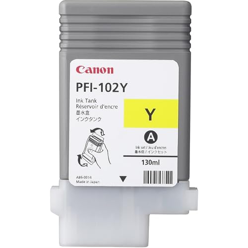 Canon 0898B001 Tintenpatrone PFI-102 Y Standardkapazität 130ml 1er-Pack, Canon iPF-500, 600, 700, 765, gelb von Canon