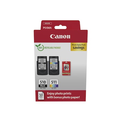 Canon 2970B017 PG-510 / CL-511 Druckerpatrone + Fotopapier-Vorteilspaket Canon 2970B017 PG-510 / CL-511 Druckerpatrone + Fotopapier-Vorteilspaket von Canon