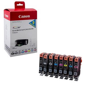Canon CLI-42 BK/C/M/Y/PC/PM/GY/LGY  schwarz, cyan, magenta, gelb, Foto cyan, Foto magenta Druckerpatronen, 8er-Set von Canon