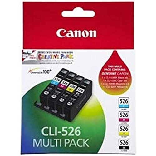 Canon CLI-526 C M Y BK VALUE Vorteilspack 4 Tintenpatronen (Schwarz, Cyan, Magenta, Gelb) (Veraltete Kunststoffverpackung 2018) von Canon