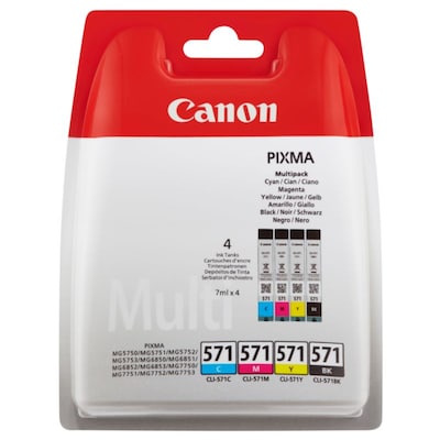 Canon CLI-571 Druckerpatronen Multipack Schwarz Cyan Magenta Gelb 0386C005 von Canon