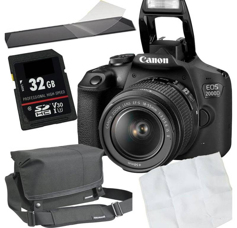 Canon Canon EOS 2000D+EF-S 18-55mm schwarz Set Angebot Spiegelreflexkamera (inkl. Karte, Tasche, Mikrofasertuch, Display-Schutzfolie) von Canon