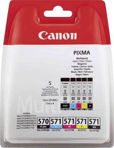 Canon Druckerpatrone PGI-570, CLI-571 PBKBKCMY Original Kombi-Pack Schwarz, Foto Schwarz, Cyan, Mage von Canon