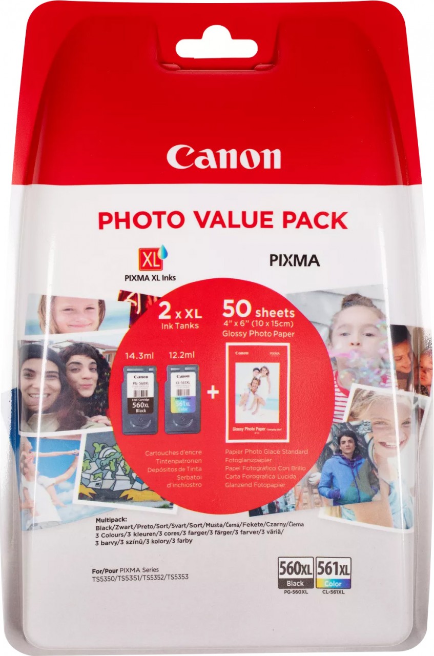 Canon Druckkopf Kombipack PG-560XL/CL-561XL schwarz/color, inkl. 50 Blatt Fotopapier 10x15cm Canon Druckkopf Kombipack PG-560XL/CL-561XL schwarz/color, inkl. 50 Blatt Fotopapier 10x15cm von Canon