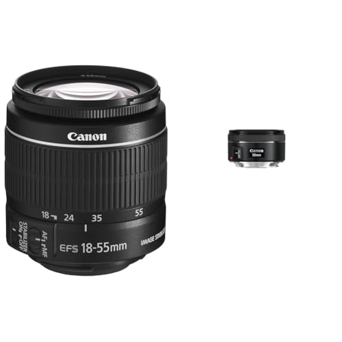 Canon EF-S 18-55mm F3.5-5.6 is II Universalzoom-Objektiv (58mm Filtergewinde) schwarz & EF 50mm F1.8 STM Objektiv (58mm Filtergewinde) schwarz von Canon