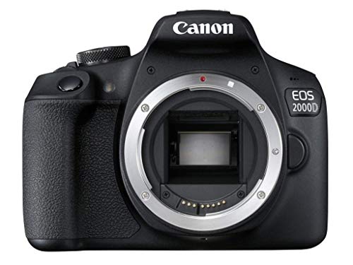 Canon EOS 2000D APS-C DSLR-Kameragehäuse | 24,1 Megapixel, fest integrierter 3-Zoll-LCD-Monitor, Reihenaufnahmen mit 3 Bildern/Sek, Full-HD-Video, Dual Pixel CMOS AF, WLAN und Bluetooth – Schwarz von Canon