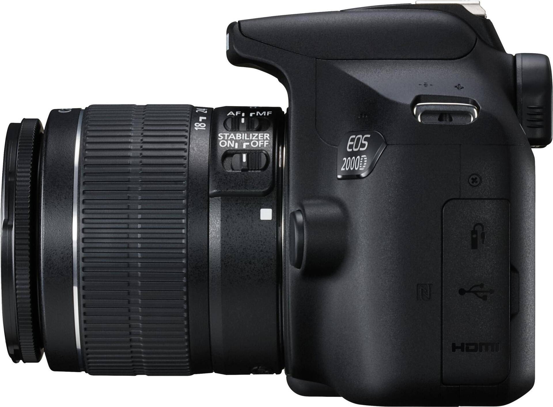 Canon EOS 2000D - Digitalkamera - SLR - 24,1 MPix - APS-C - 1080p / 30 BpS - 3x optischer Zoom EF-S 18-55-mm-IS-II-Objektiv - Wi-Fi, NFC (2728C003) von Canon