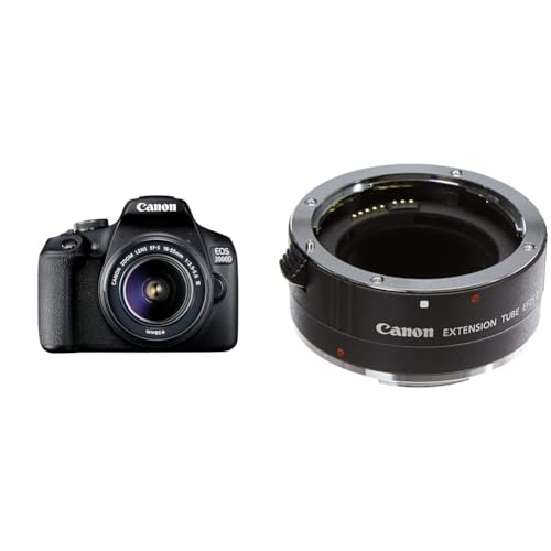 Canon EOS 2000D Spiegelreflexkamera - mit Objektiv EF-S 18-55 F3.5-5.6 III (24,1 MP, DIGIC 4+, 7,5 cm (3.0 Zoll) LCD, Display, Full-HD, WiFi, APS-C CMOS-Sensor), schwarz & Lens EXT. Tube EF-25 II von Canon
