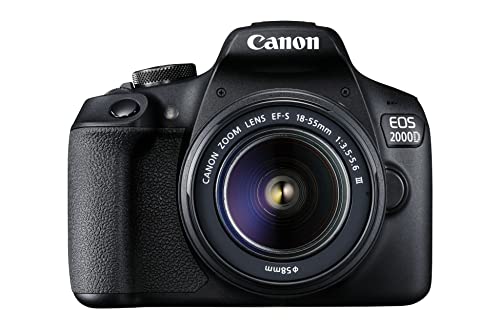 Canon EOS 2000D Spiegelreflexkamera - mit Objektiv EF-S 18-55 F3.5-5.6 III (24,1 MP, DIGIC 4+, 7,5 cm (3.0 Zoll) LCD, Display, Full-HD, WiFi, APS-C CMOS-Sensor), schwarz von Canon