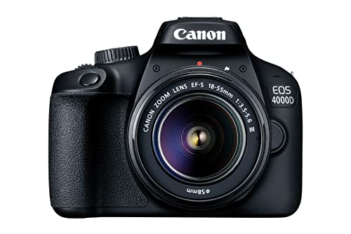 Canon EOS 4000D DSLR Kamera - mit Objektiv EF-S 18-55mm III Gehäuse Body (18 MP, DIGIC 4+, 6,8 cm (2,7 Zoll) LCD Display, EOS Movie Full-HD, CMOS-Sensor Canon APS-C, WiFi), schwarz von Canon