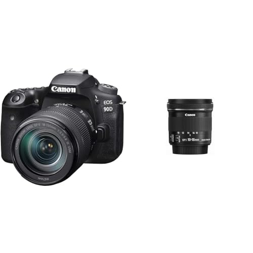 Canon EOS 90D Spiegelreflexkamera - mit Objektiv EF-S 18-135mm F3.5-5.6 is USM & EF-S 10-18mm F4.5-5.6 is STM Ultraweitwinkel Objektiv (67mm Filtergewinde) schwarz von Canon