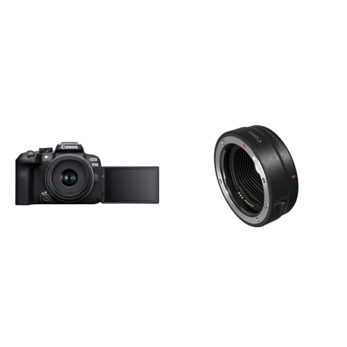 Canon EOS R10 Systemkamera + RF-S 18-45mm F4.5-6.3 is STM Zoomobjektiv & Bajonettadapter EF-EOS R für EOS R Systemkameras kompatibel mit EF und EF-S Objektiven Schwarz von Canon