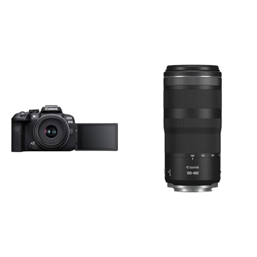 Canon EOS R10 Systemkamera + RF-S 18-45mm F4.5-6.3 is STM Zoomobjektiv & Objektiv RF 100-400mm F5.6-8 is USM Supertele-Objektiv von Canon