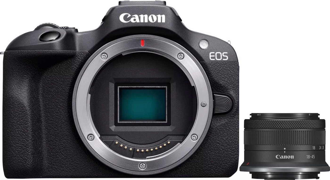 Canon EOS R100 + RF-S 18-45mm F4.5-6.3 IS STM Kit Systemkamera (RF-S 18-45mm F4.5-6.3 IS STM, 24,1 MP, Bluetooth, WLAN) von Canon