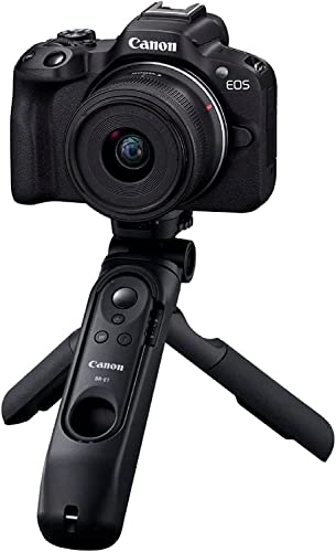 Canon EOS R50 Creator Kit Vlogging Kamera + RF-S 18-45 is STM Objektiv + Griffstativ + Mikrofon - Spiegellose Kamera (Systemkamera, Digitalkamera mit Autofokus und Motiverkennung, 4k Videokamera) von Canon
