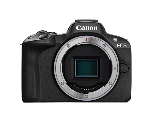 Canon EOS R50 Systemkamera - Spiegellose Kamera (Digitalkamera mit Autofokus und Motiverkennung für Augen Tiere Fahrzeuge, 4k Videokamera, 15 Bilder pro Sekunde, WiFi, schwenkbares Touch-Display) von Canon
